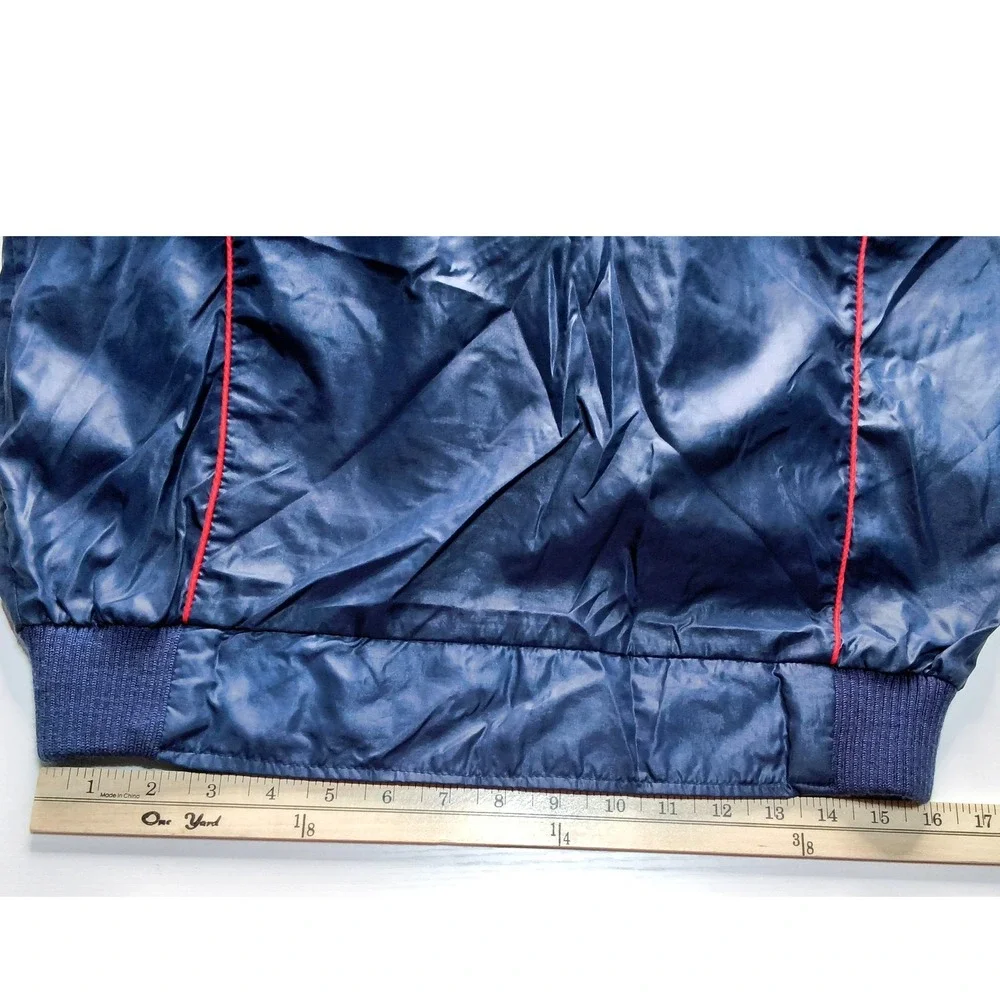 Style Auto Mercedes Benz Jacket Mens Medium Blue Vintage Windbreaker Roll Hood